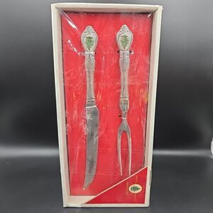 Wallace Spode Christmas Tree Carving Set Knife and Serving Fork 4005809 NIP